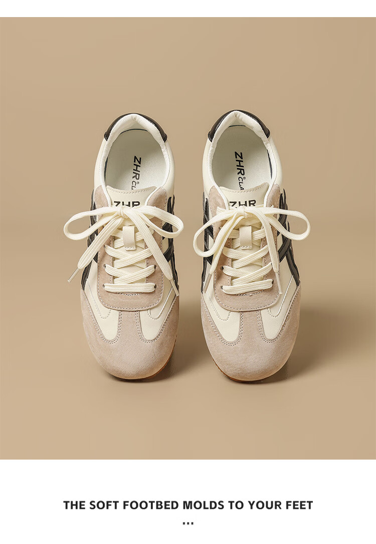 ZHR Mango Head German Shepherd Training Shoes Women Retro Flat Sports Shoes Soft Sole Casual Breathable Women's Shoes BT213 Beige Silver Size 36 19