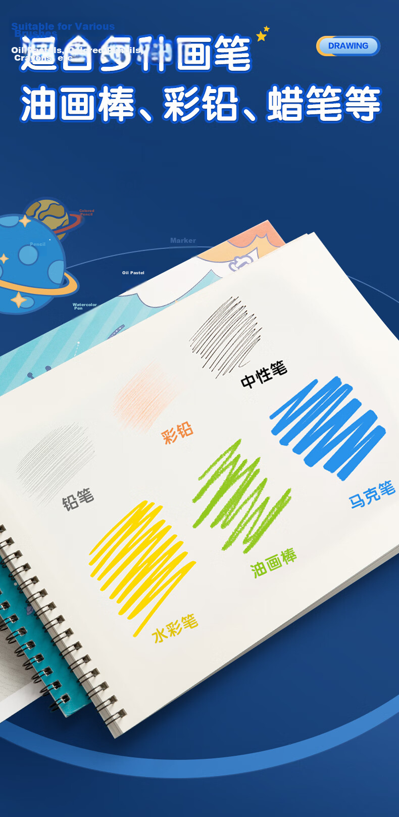 M&G Stationery 5-Pack A4 Drawing Books for Kids 150 Sheets Art Books for Elementary and Kindergarten Grade 1 Spiral Little Red Riding Hood APYUR87PB 5