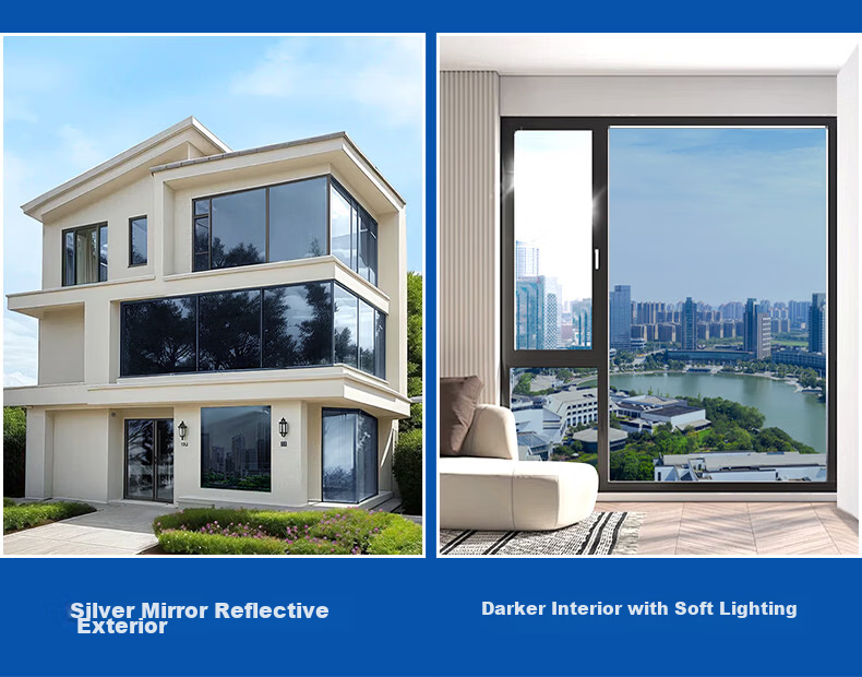 Modouyu Glass Sun Protection Heat Insulation Film, Diamond Silver, 0.6*2 Meters, Privacy Window, One-Way Transparent Glass, Light-Blocking Film 6