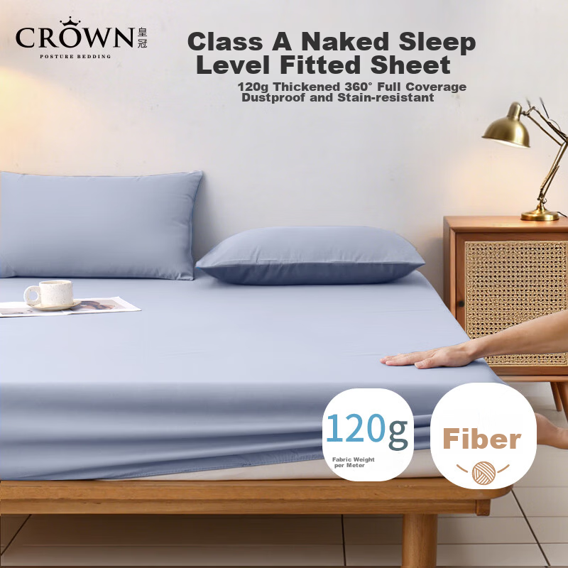 CROWN Fitted Sheet 1.5m x 2m Single Dormitory Summer Mattress Protector Full Coverage Bed Cover