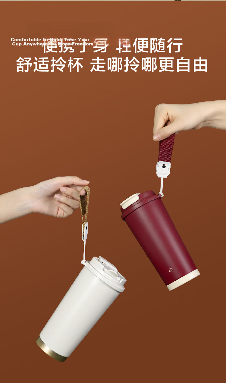JD Jingzao Insulated Double-Drink Coffee Mug [Ceramic Liner - 316 Stainless Steel] 500ML Platinum Color 10