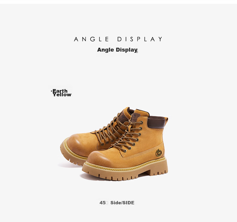 CAMEL [Shanyue] Women's Work Boots, Trendy Thick-Soled Martin Boots, L25W076018A, Khaki (Suede), Size 36 58