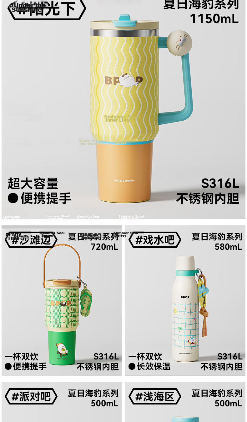 BEDDYBEAR Greenland Large Capacity Straw Insulated Water Bottle Women's High-Value Portable Coffee Cup Student Water Cup 540ML Chalk Period 2