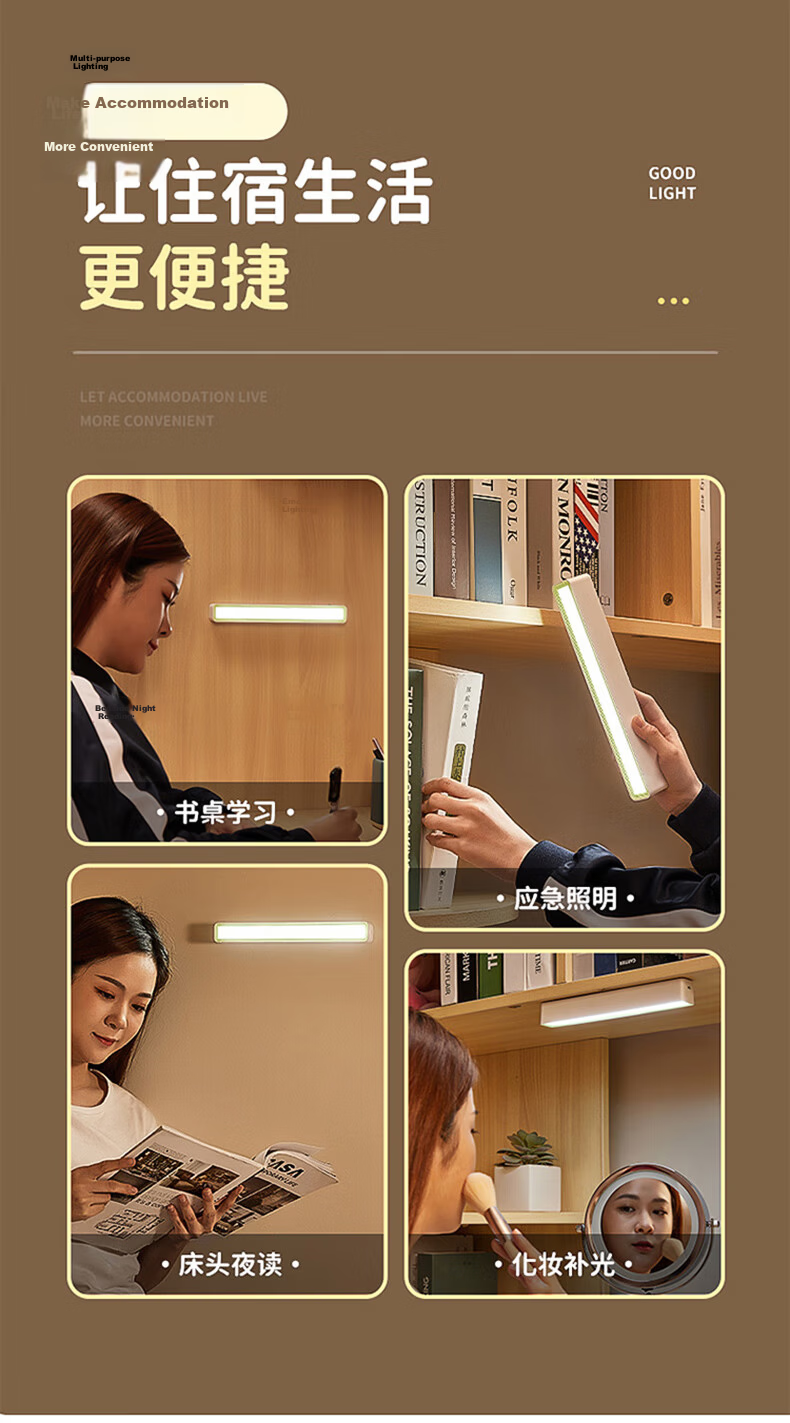 Midea Cool LED Student Reading Lamp Magnetic Bedside Cabinet Light Dormitory Desk Lamp 13
