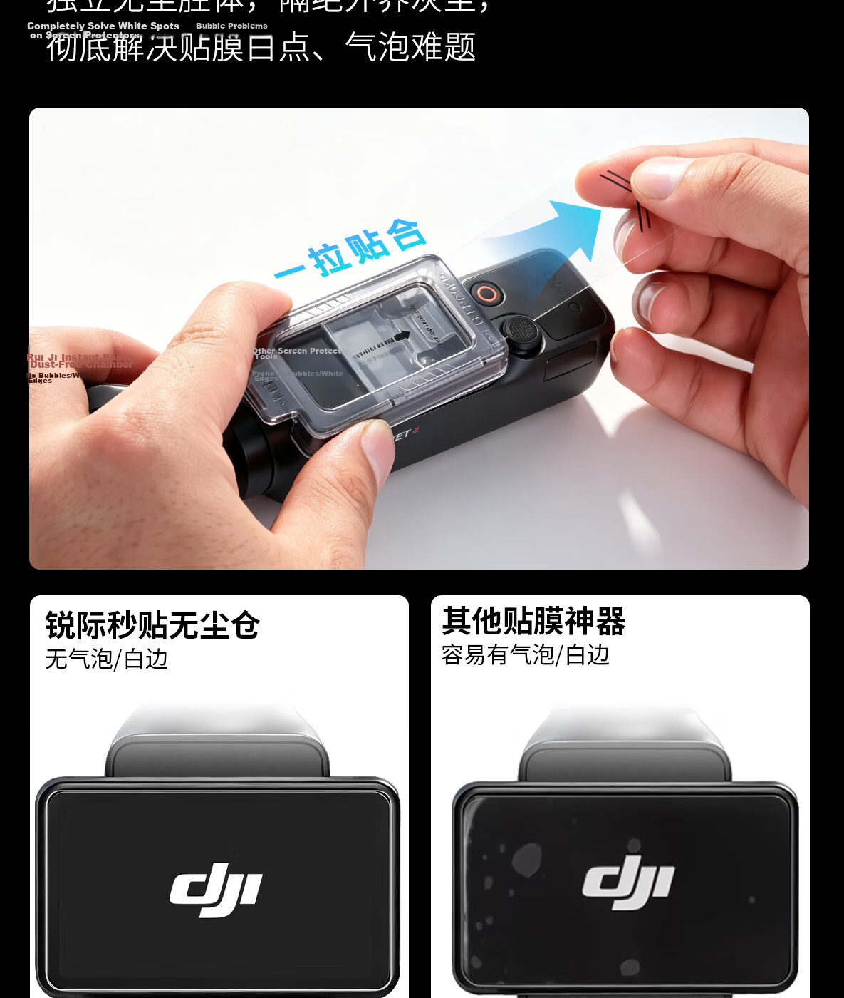 REYGEAK Tempered Glass Screen Protector for DJI Pocket 4 Pro/4/3 AR, Dust-Free, Anti-Scratch, Anti-Glare, Full Coverage Protective Film 9