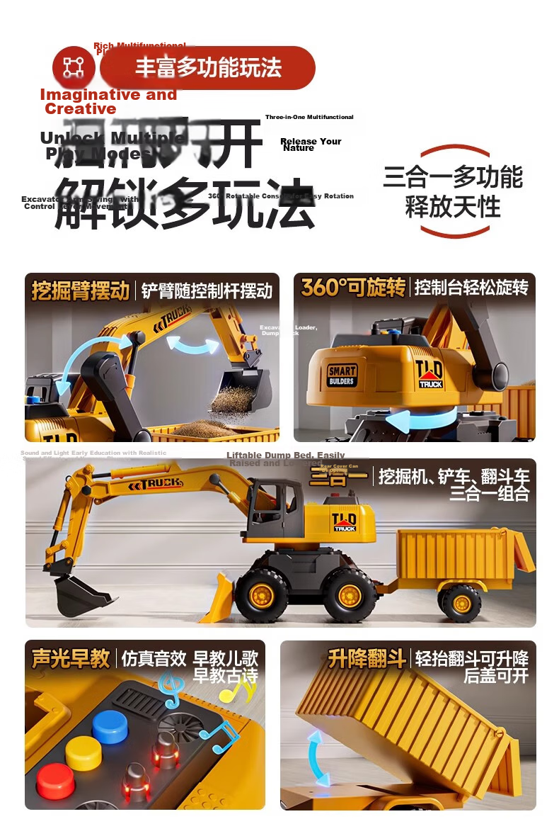 Mabaozibao Flip Truck Toy, Extra Large Truck Model, Children's Construction Vehicle, Boys' Toy for Ages 1-3 Years Old, 2-Person Car Set 2