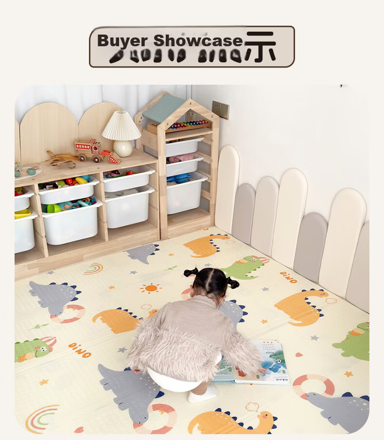 Babamama XPE Crawling Mat for Babies, Double-Sided Non-Slip Thickened 2cm Foldable Floor Mat 150*180 17