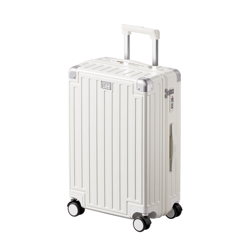 Lee High-Quality Suitcase with Cup Holder, Multifunctional Luggage, Travel Case, Student Password Lock Suitcase, Aurora White, 24 Inches