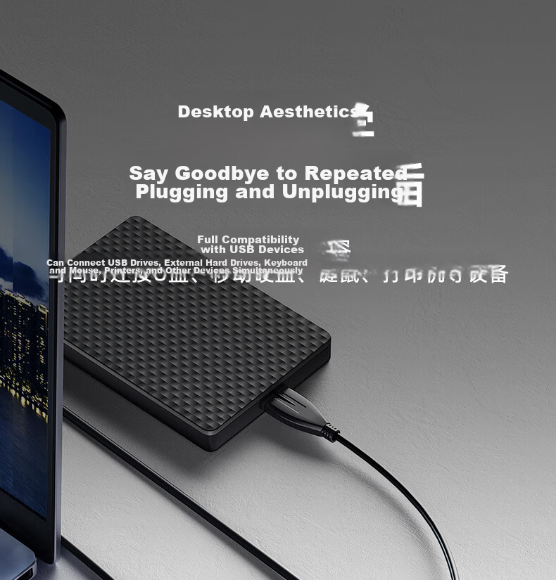 HP USB Extender 1 Meter, Laptop USB Expansion 3.0 Multi-Port Extension Cable Hub, Computer Adapter Splitter Connector, Independent Power Supply 5
