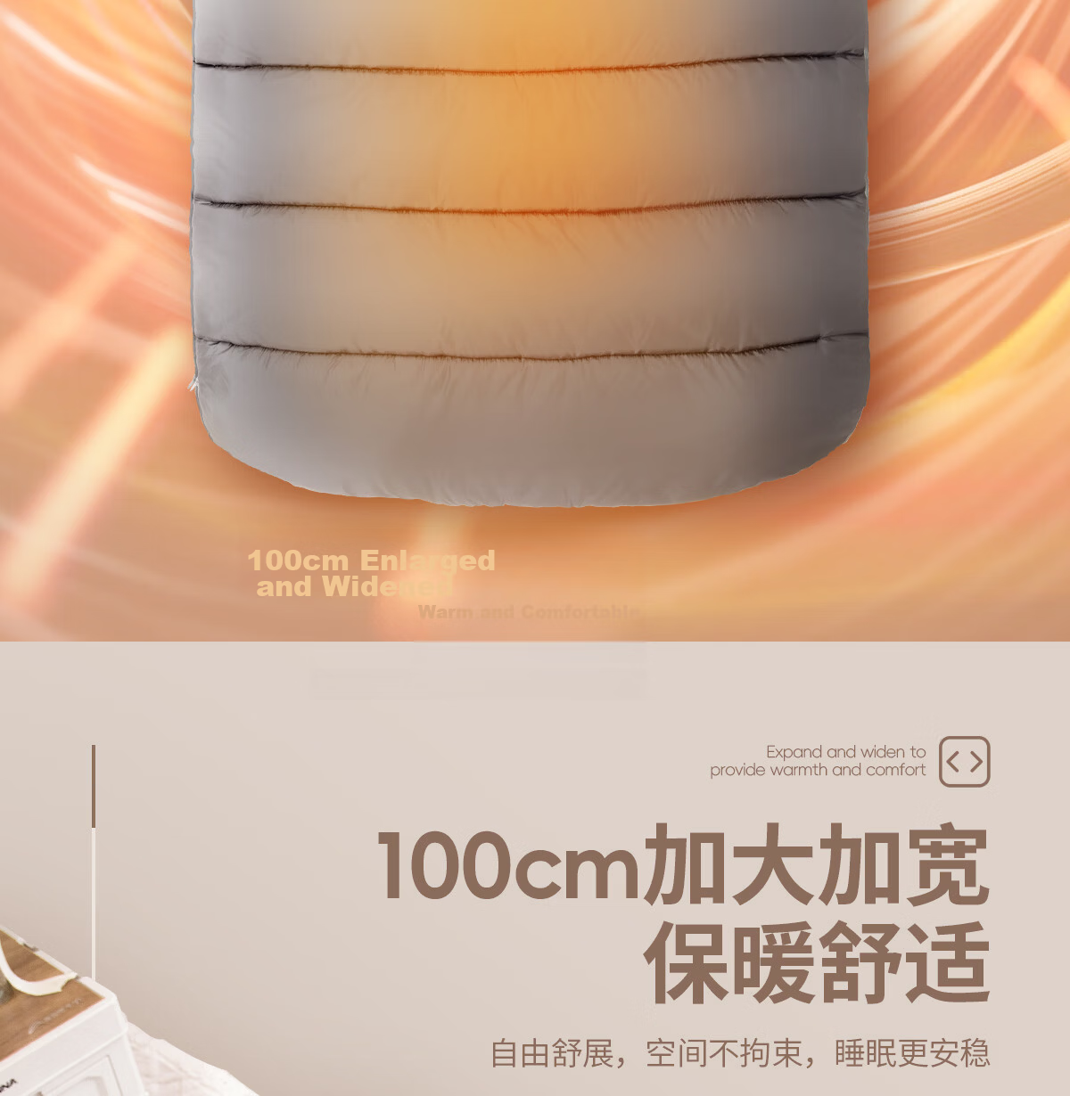 Beishanlang Outdoor Sleeping Bag Adult Winter Warm Extra Wide Envelope Cotton Sleeping Bag Camping Thickened Universal Gray -2.5 6