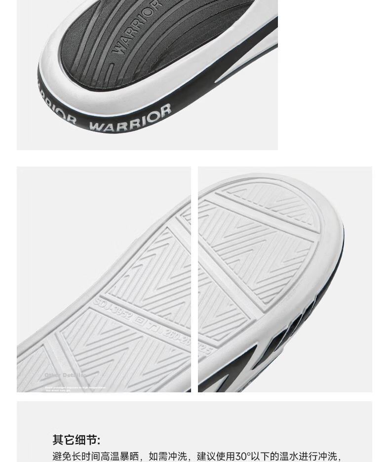 Warrior Official Men's Slippers 2026 Summer Non-Slip Wear-Resistant Slide Sandals White Black Model A Size 42-43 19