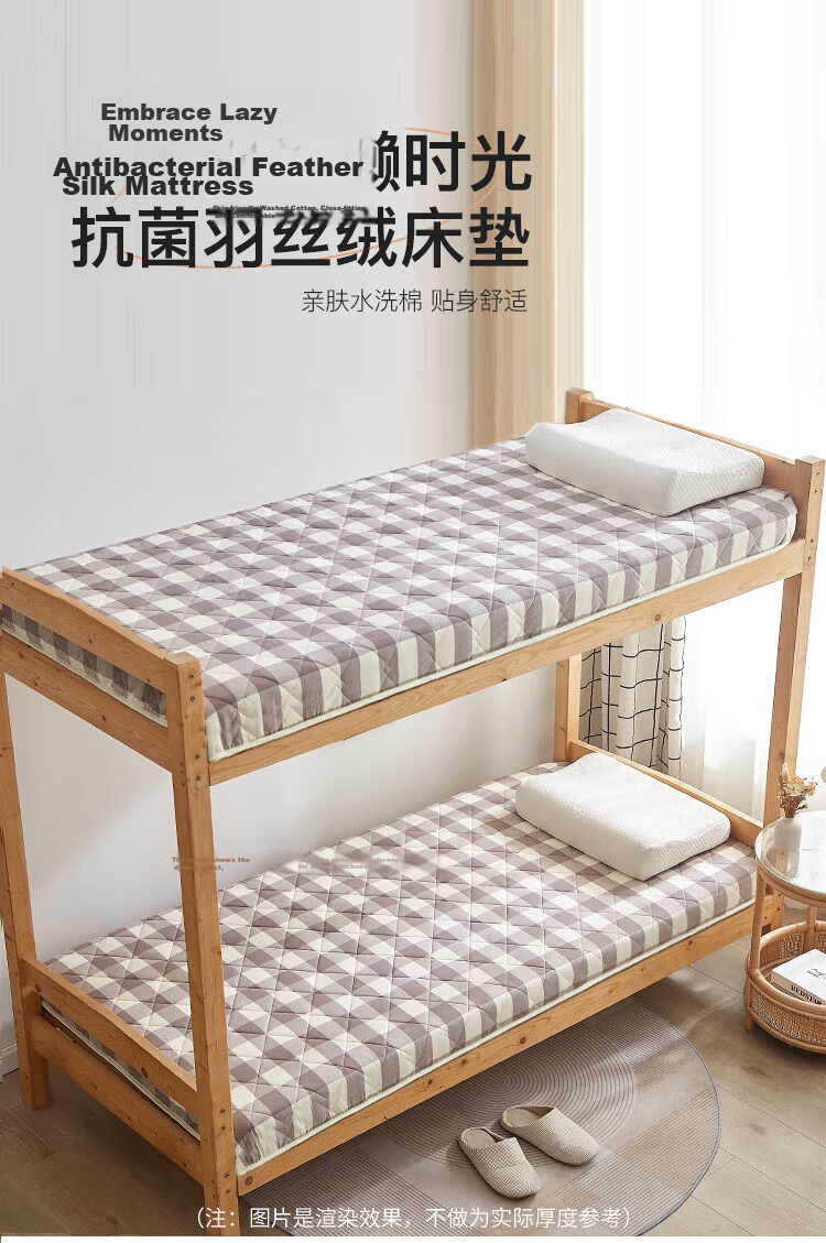 Wuyingongfang Class A Antibacterial Mattress Pad, 1.2 Meters, Student Dormitory Single Soft Pad, Floor Mat, 120x200cm, Plaid Patter 1