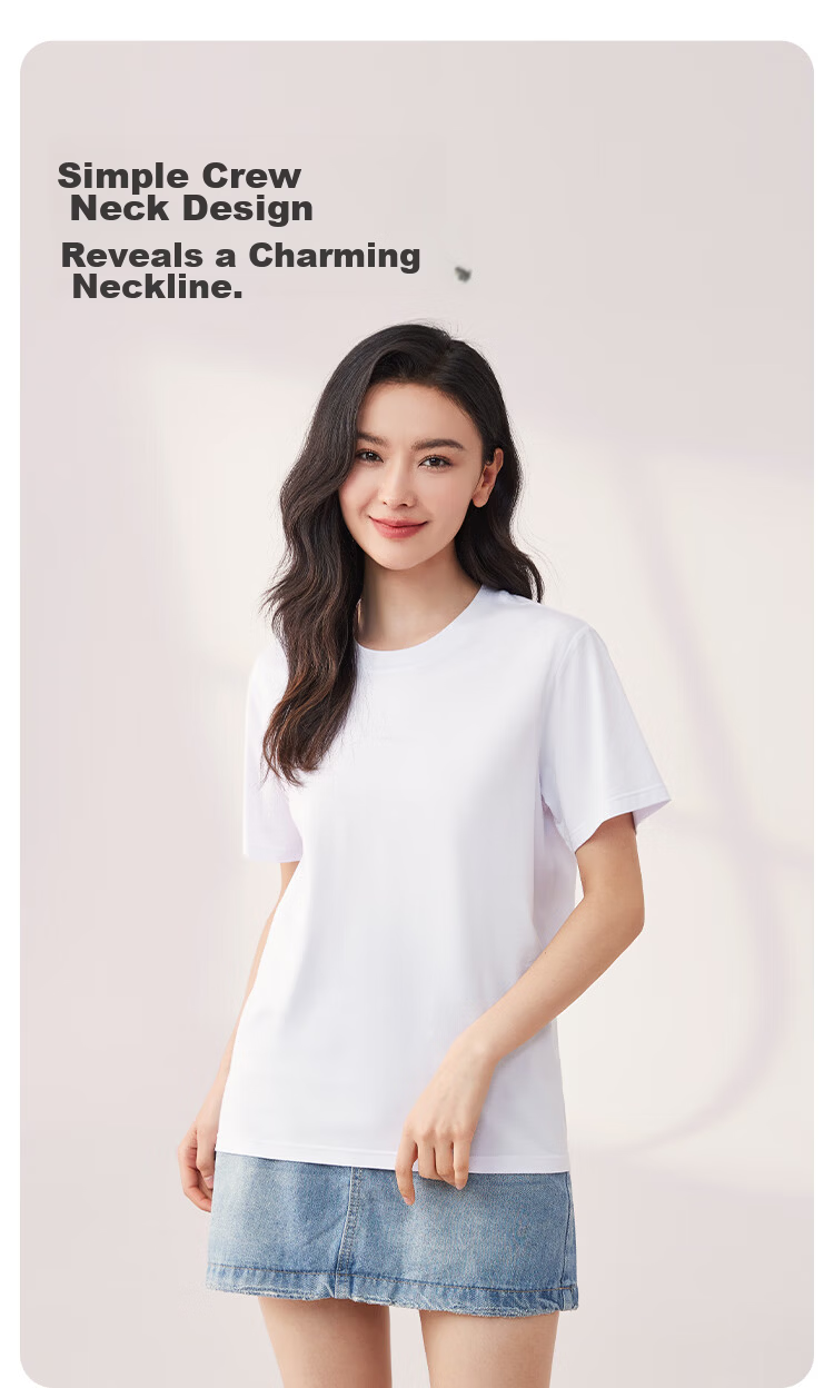 MiiOW Women's T-Shirt, Summer Lightweight Cotton Modal Cool-Feeling Short-Sleeve Round Neck Casual Versatile Undershirt 5