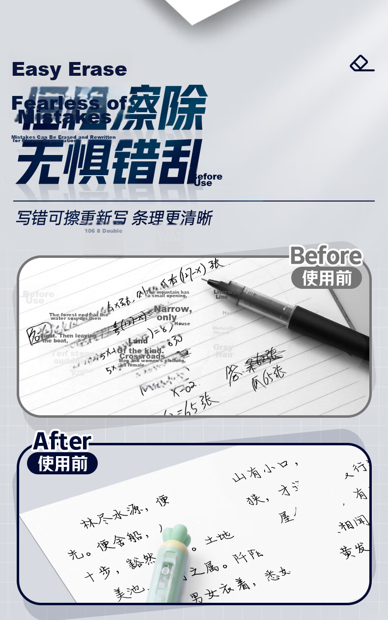 AIHAO 0.5mm Large Capacity Erasable Gel Pen Refills ST Tip Compatible with Zebra and Pilot Black 30pcs DZ2101 4