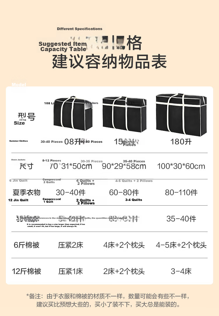 JD Jingzao Extra Large Moving Packing Bags Storage Bags Quilt Bags Clothes Duvet 151L 2-Pack 4