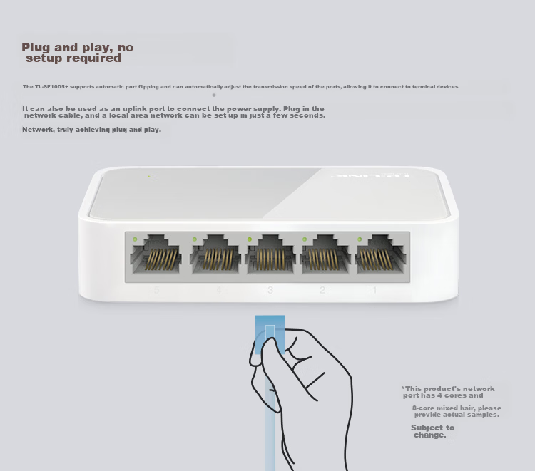 TP-LINK 8-Port 100Mbps Switch, Surveillance Network Cable Splitter, Metal Body, TL-SF1008D 5