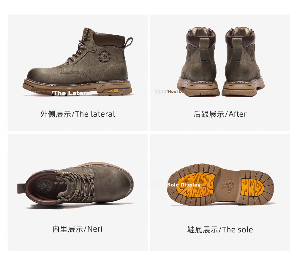 CAMEL Wang Junkai Edition Martin Boots High-top Outdoor Work Yellow Boots Men GE122W7757T Golden Yellow 42 39