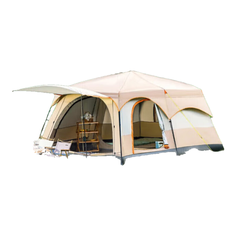 BeiJiLang Tent, Outdoor Family Camping, Portable, Sun-Proof, Rain-Proof, Multi-Person, Large Space, Camping, Double-Layer, Two-Room One-Hall, Cloud Gray