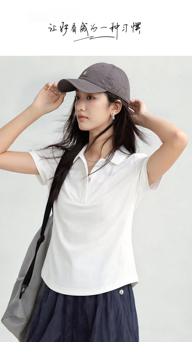 Demana [Cooling Black Technology] Summer UPF50+ Nylon Sun Protection Slim Fit Polo T-Shirt for Women Premium Feel 1
