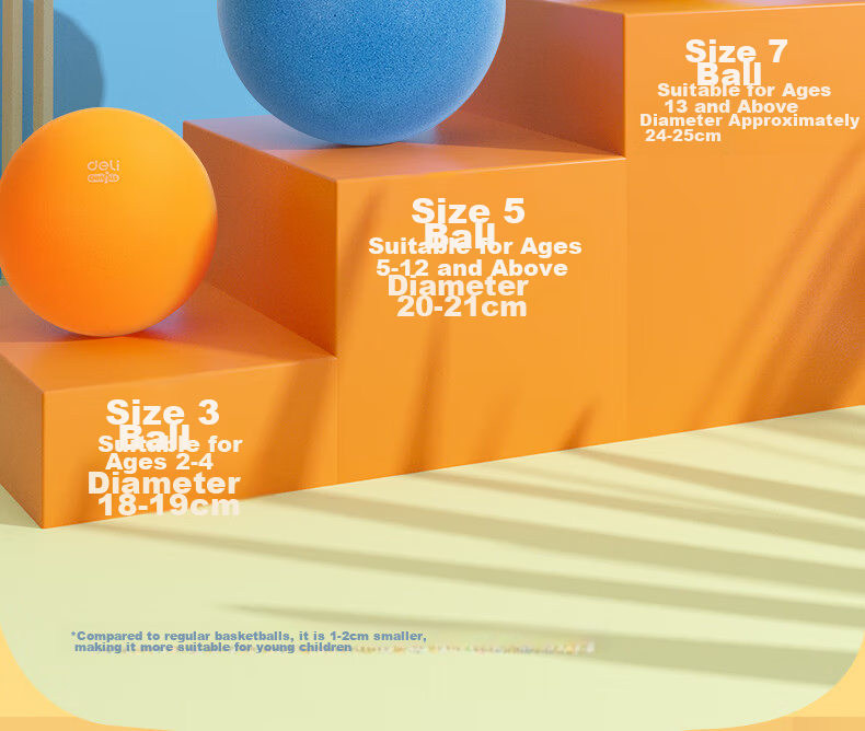 Deli No. 3 Children's Colorful Quiet Basketball, Indoor Noiseless Toy Gift, Gree 14