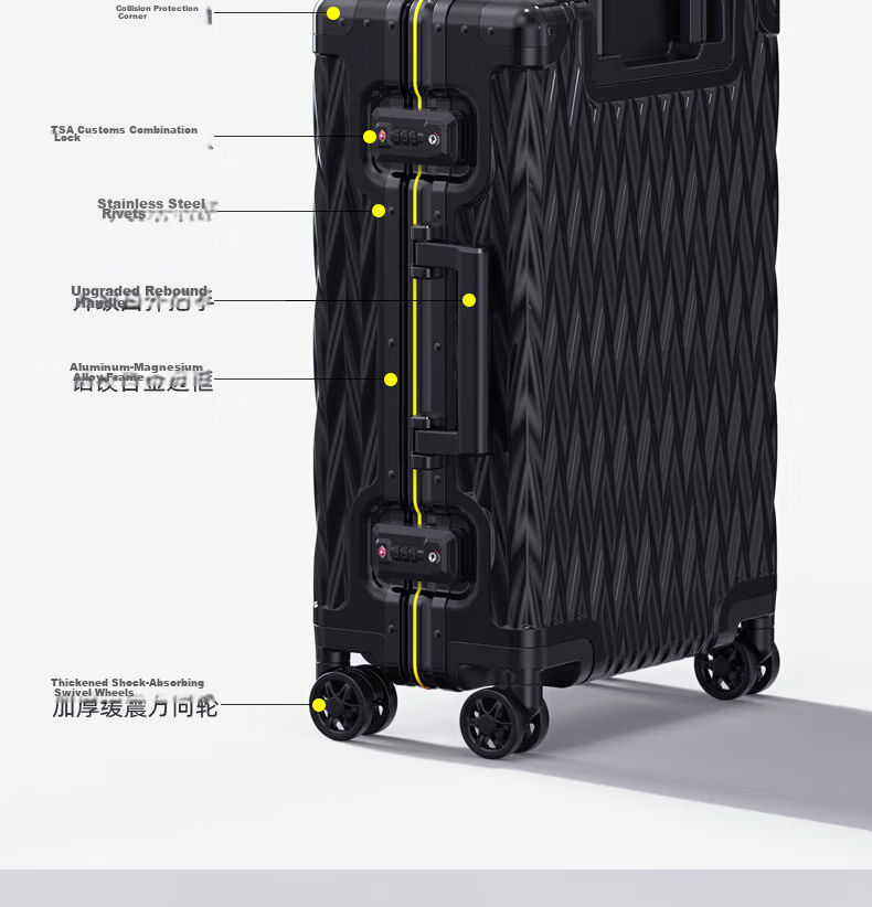 SUMMIT 20-inch Aluminum-Magnesium Alloy Luggage Full Metal Business High-End Travel Suitcase Pressure-Resistant Silent Wheels Trolley Case Blue 6