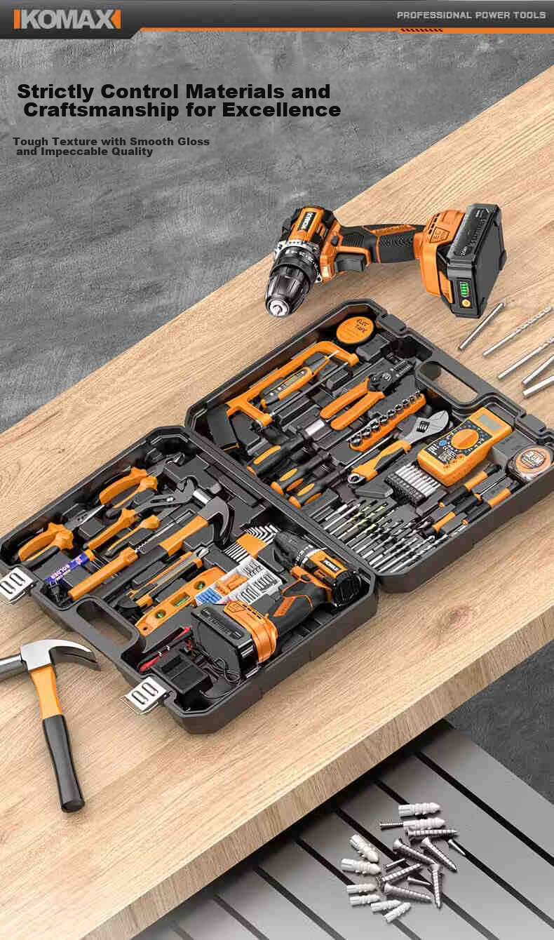 Commax Brushless Cordless Electric Screwdriver Drill Home Lithium Battery Drill Tool Kit Complete Set for Electricians and Woodworkers Maintenance 14