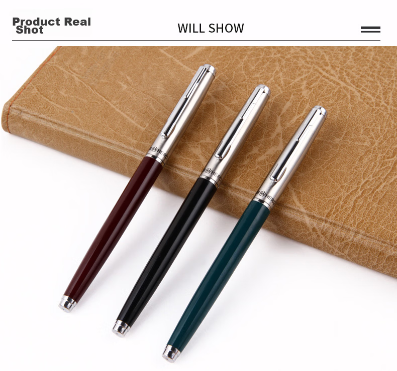 HERO Back to School Essential Classic 007 Black Fine Nib Iridium Fountain Pen for Students F Nib Single Pack 7
