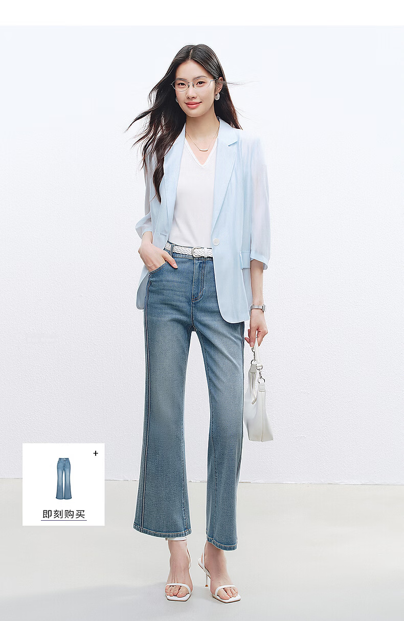 Yixiang Liying Lightweight Linen Blazer 2026 Summer New Loose Draped Short Jacket Beige 160/84A/M 34