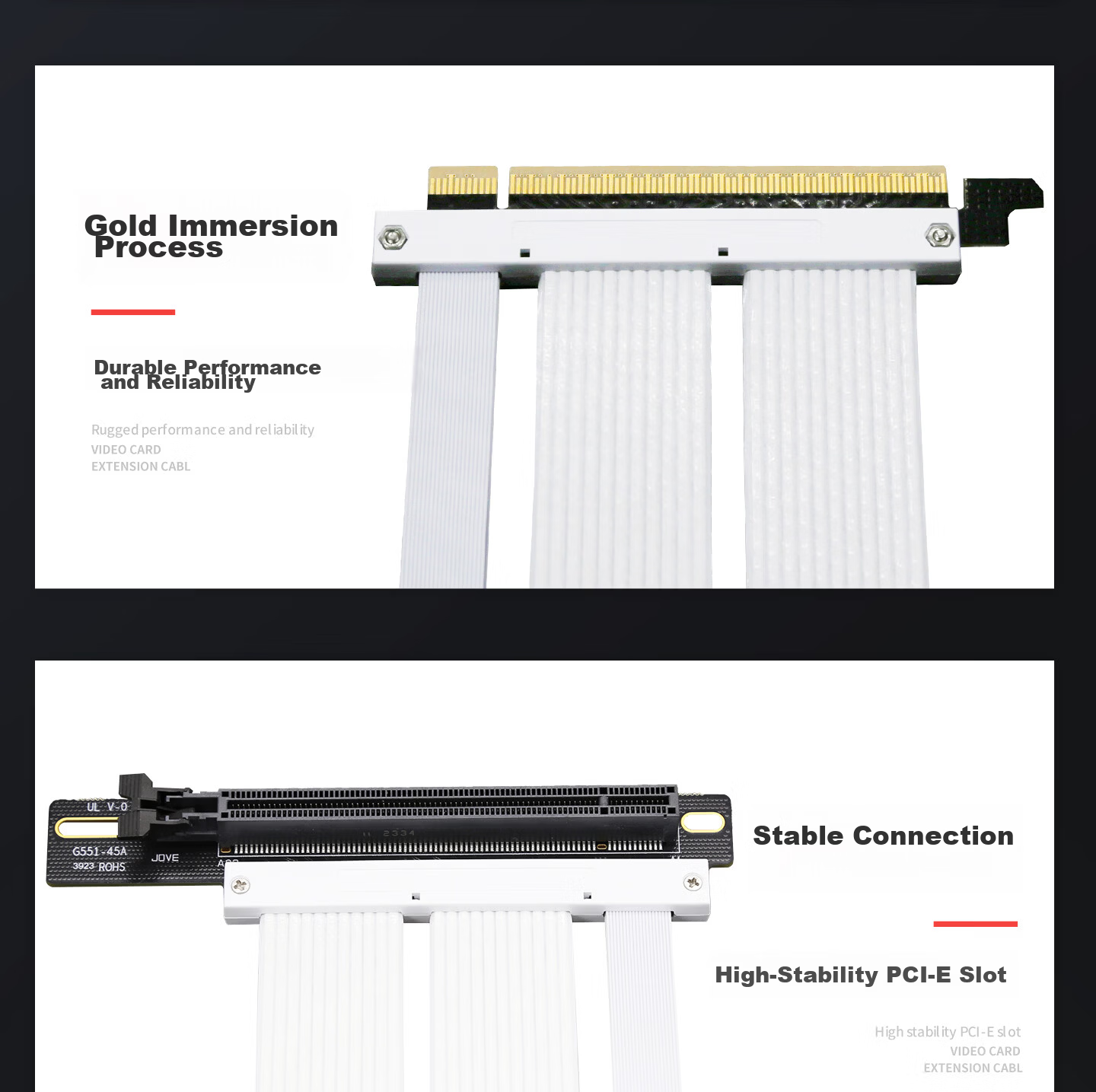 GIGA-MEGA PCIe 4.0 GPU Extension Cable 90-Degree Vertical Mount High-Speed Dual-Layer Flexible Full-Speed Stable Support All Series N/A Cards ATX Case 18cm White 7