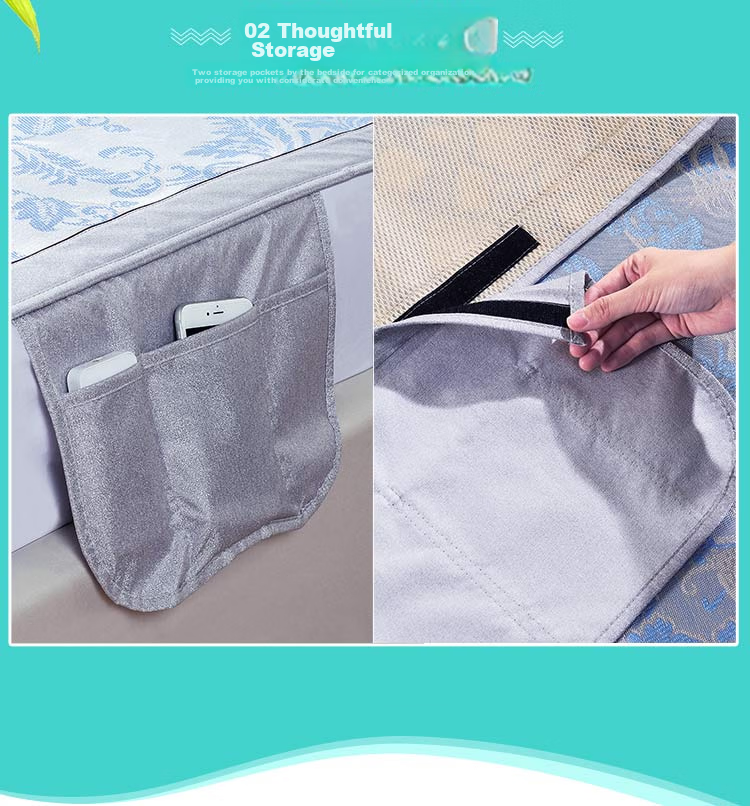 FUANNA Ice Silk Cooling Mat Washable 1000D Thick Silk A-Class Antibacterial Cooling Three-Piece Set Double 1.8x2m 8
