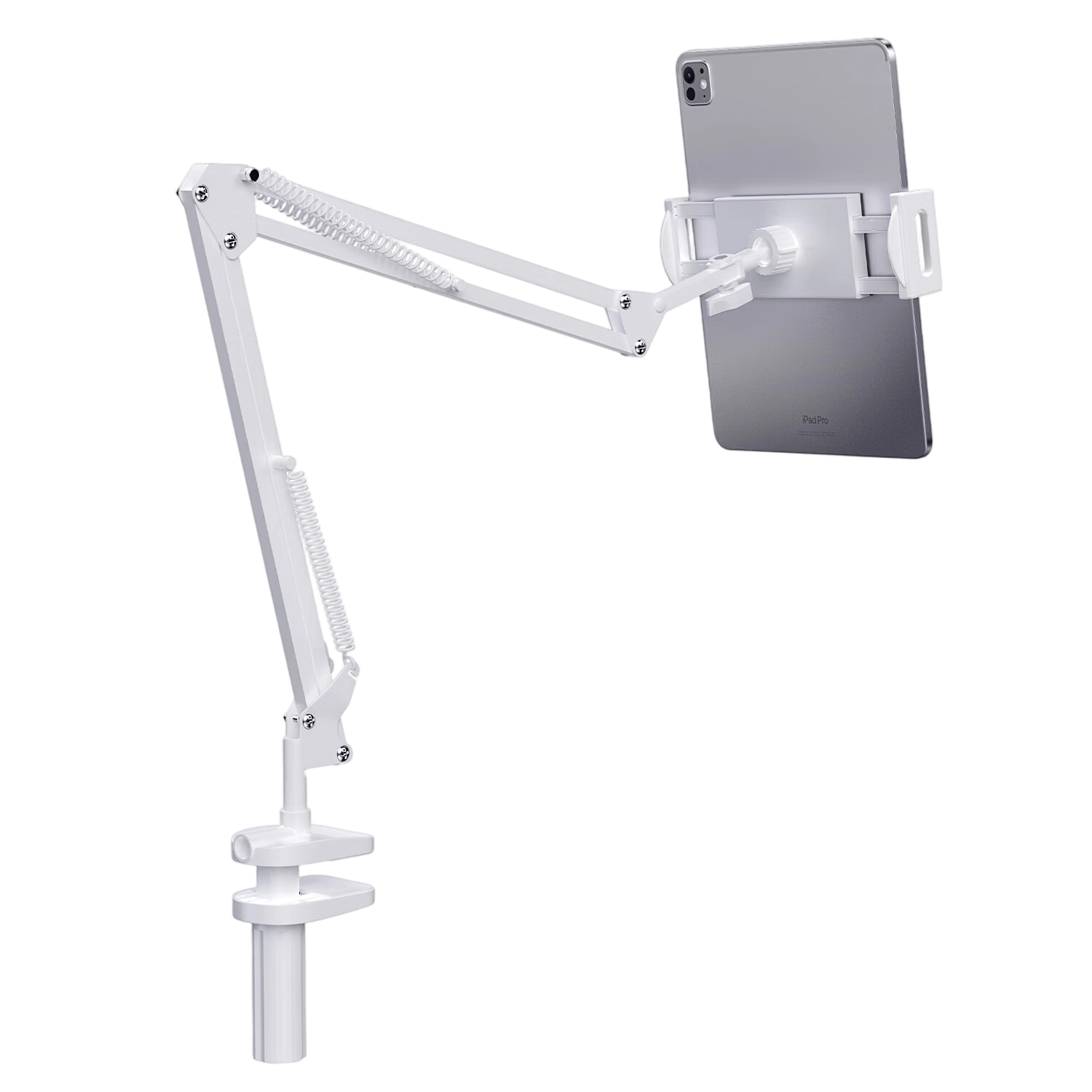 BIAZE Tablet Stand, Phone Holder for Online Classes And Live Streaming, Bed Armrest Desktop Overhead Shooting Support Foldable Stand Suitable for Switch/iPad C37 White [4-12.9 Inches]