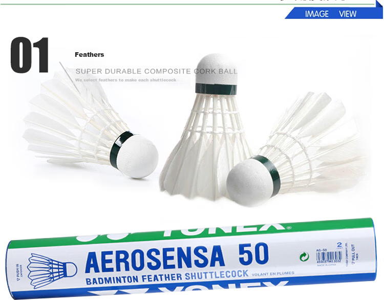 YONEX Professional Badminton Competition Shuttlecocks, High-Quality Durable Stable AS-20, 12-Pack Selected Goose Feather Shuttles, 2-Speed 3