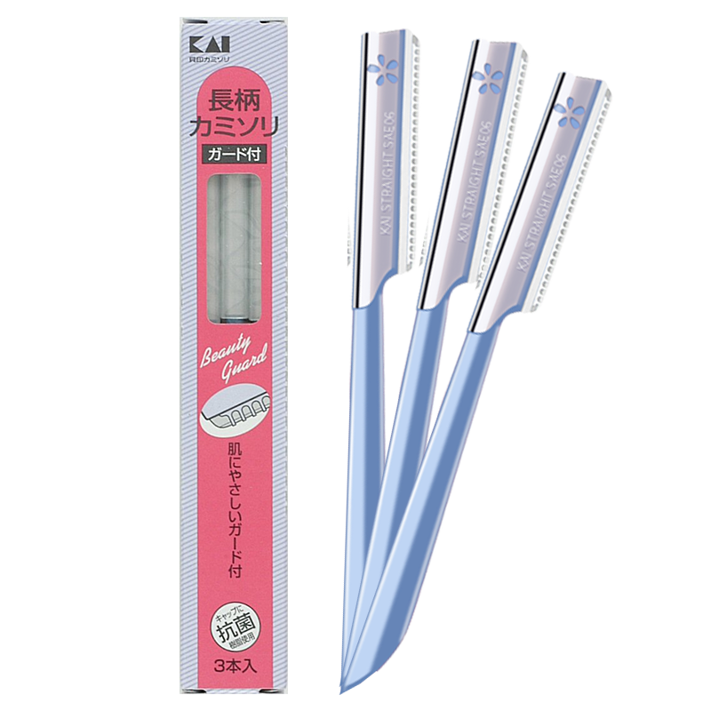 KAI Japan Imported Eyebrow Razor with Protective Mesh, Skin-Friendly Eyebrow Shaping Tool for Beginners (3-Pack)