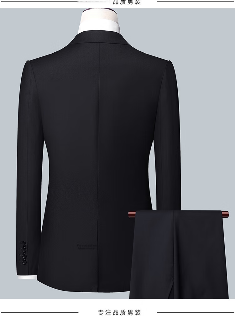 ROMON Men's Suit Set, Small Suit Jacket, Professional Formal Wear, Slim Fit Casual Groomsman Suit, Navy Blue 6XL 17