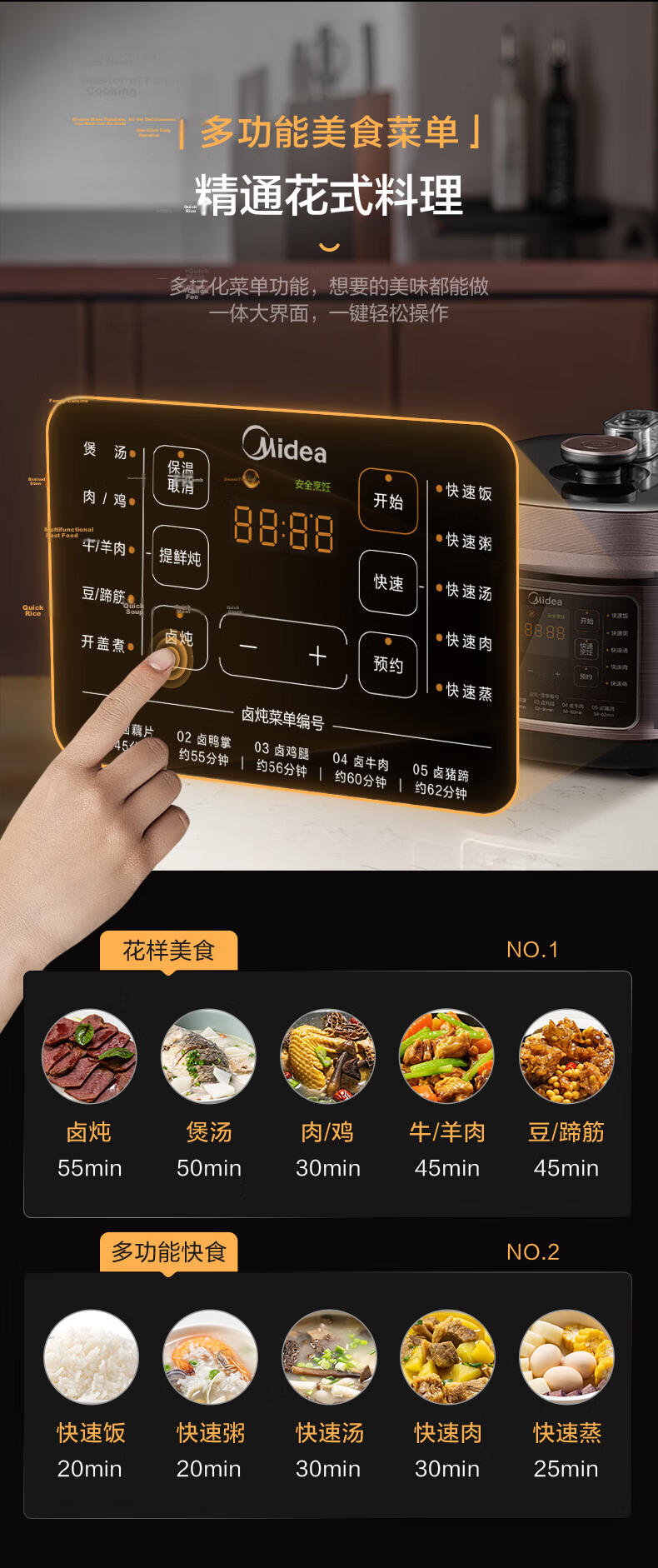 Midea 0 Coating Thick Steel Pot Electric Pressure Cooker 6L Flavor Enhancing Double Inner Pot Large Capacity Home Use High-Pressure Cooker Soup Maker Rice Cooker for 4-6 People MY-C640G 12