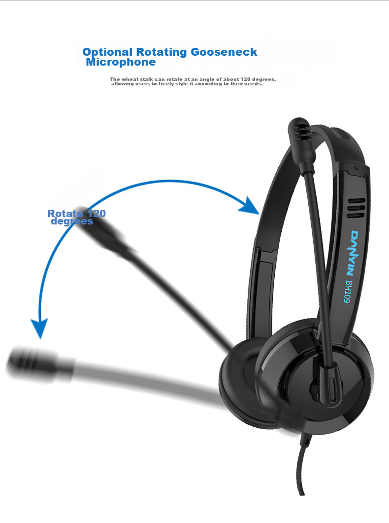 DANYIN DT326 Headset for Call Center Agents, Over-Ear Customer Service Headphones with Noise Cancellation, Compatible with 3.5mm Headphones, Desktop Computers, Laptops, USB Interface, for Outbound Sales And Telemarketing, Includes Microphone 5