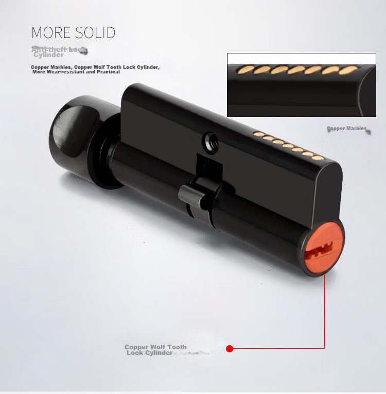 Auburn Handle Lock Split Indoor Bedroom Door Lock Silent Lock Body Copper Core Copper Key Door Lock A-19 Black 4