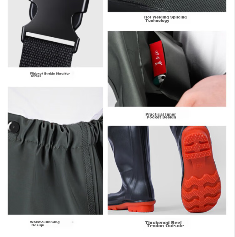 Gongtai Waterproof Fishing Pants Half-Length Rain Pants Unisex Waterproof Overalls Green Half-Length Size 39 9