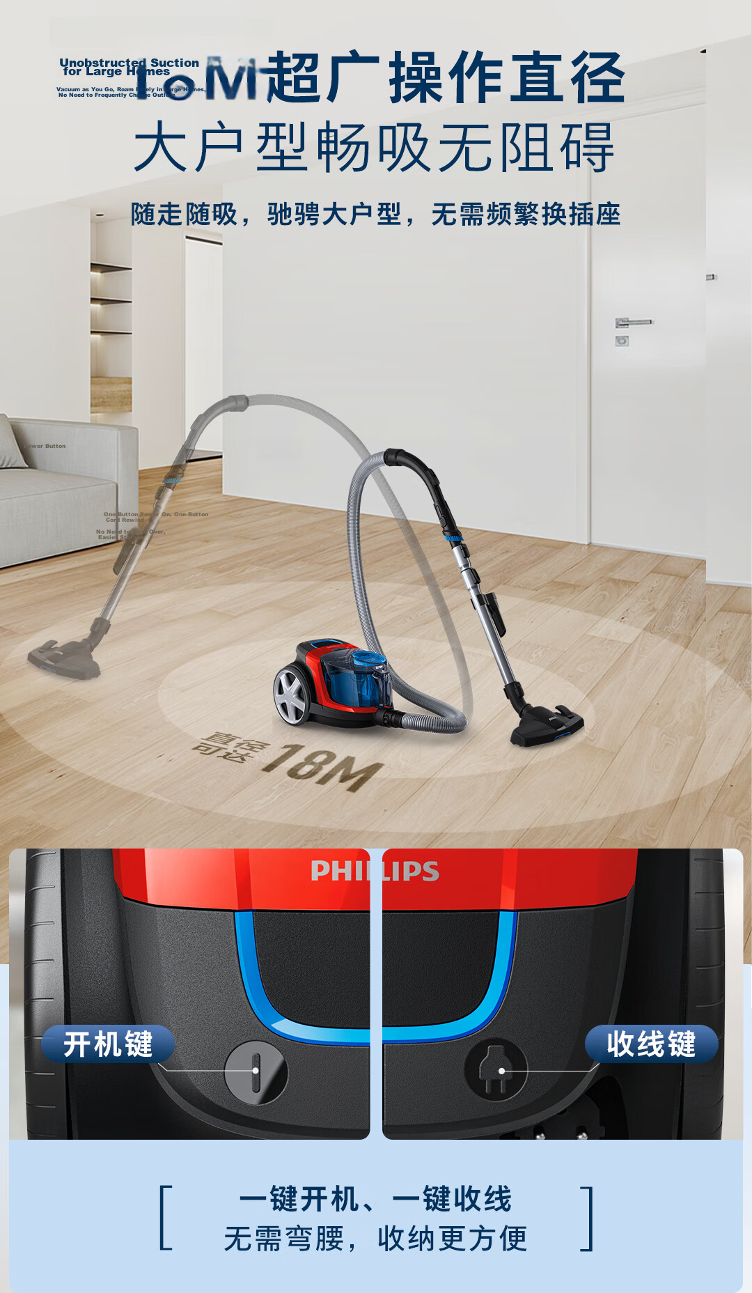 PHILIPS Upright Vacuum Cleaner for Home Cleaning, Powerful High-Wattage Suction, Dust And Mite Removal, Pet-Friendly, Suitable for Home Use FC8632/83 12