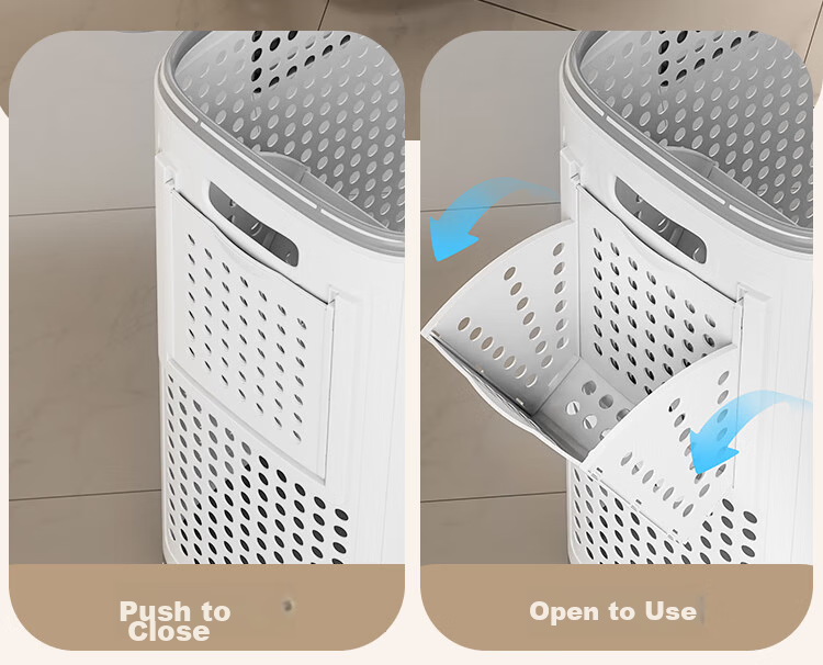 Jiabangshou Laundry Hamper Large Capacity Dirty Clothes Basket with Lid And Side Compartments for Home Use, Stylish Design, Deluxe Model 14