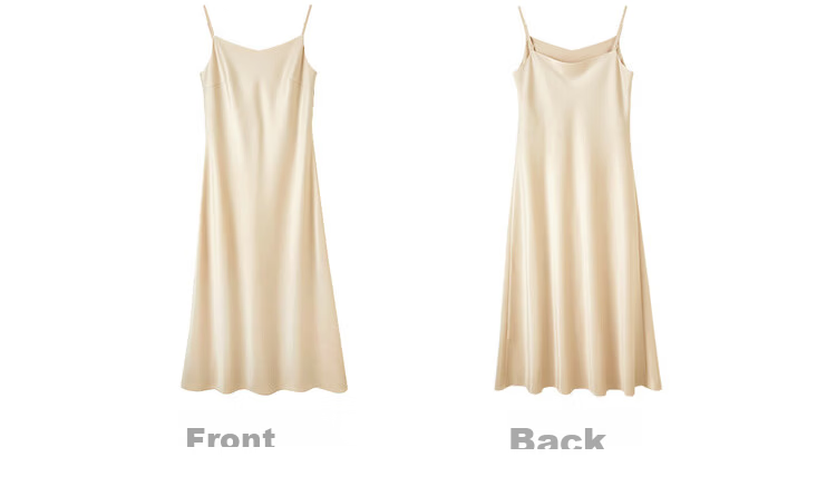 Sentubila Summer Elegant V-Neck Office Camisole Dress, High-End Glossy Sexy Pure Desire Style Mini Dress, Champagne Color, Size L 24