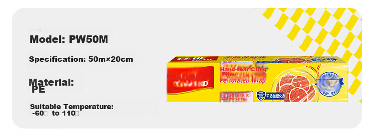 Glad Food-Grade Cling Film, Perforated, 50 Meters, Household Food Wrap Set, Small Size 20cm Cling Film, PW50M 3