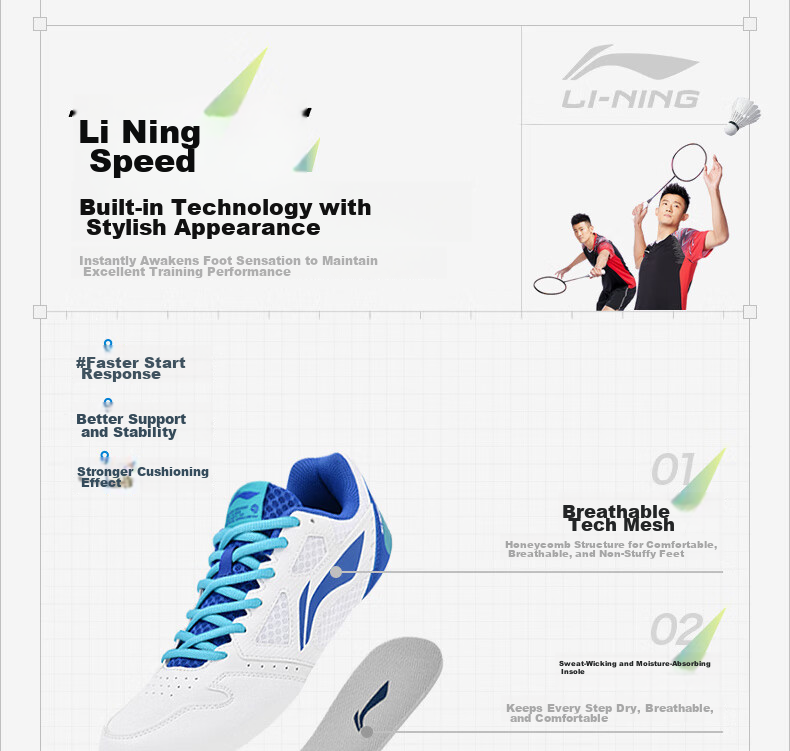 LI-NING Lightning 2.0 Unisex Professional Badminton Shoes Breathable Comfortable Training Sneakers 7