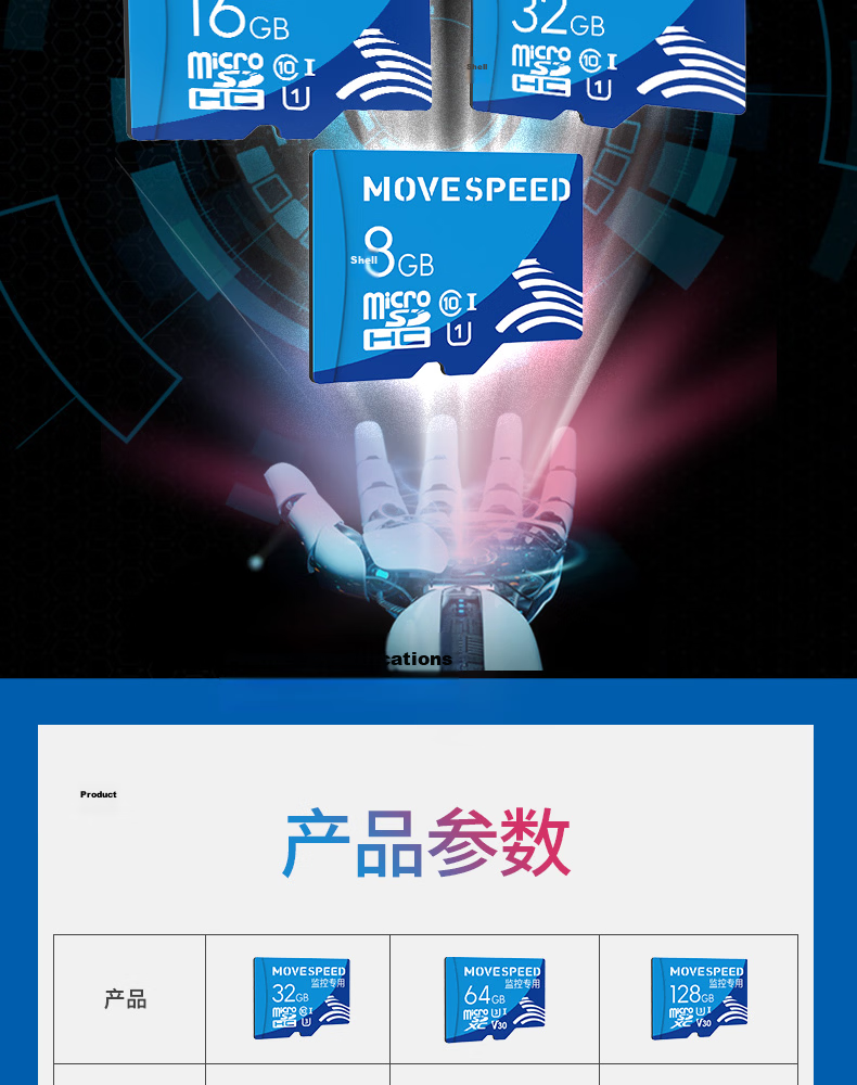 MOVE SPEED 128GB TF (MicroSD) Memory Card High-Speed Storage Card A2 V60 Compatible with DJI Pocket 3/4/4P/GoPro/Action Sports Cameras 10