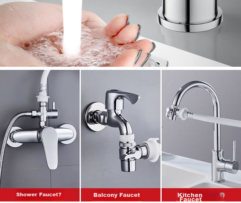 Pupai Washing Machine Faucet Adapter Kitchen Basin Tap Universal One In Two Out Water Splitter 4-Point Fine Thread Spigot 8