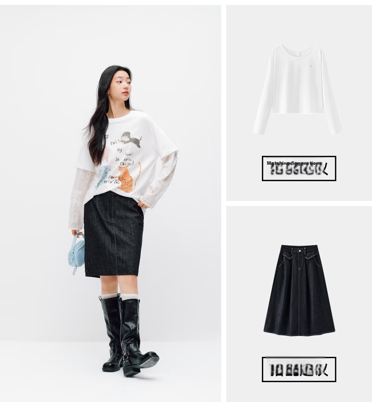 Semir Mall Edition | Women's Summer Long Sleeve T-Shirt Oversize Fake Two-Piece 2026 Unique Style 101326101001 7