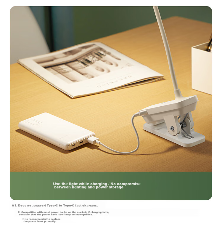 BULL A-Grade Illumination ML-D005A Dual-Use Plug-In Stepless Dimming Dormitory Household Clip-On Desk Lamp, White, 4000K 9