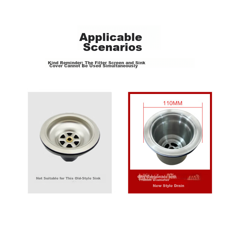 HSPA Stainless Steel Kitchen Sink Strainer Basket Drain Filter Anti-Clogging 101 10