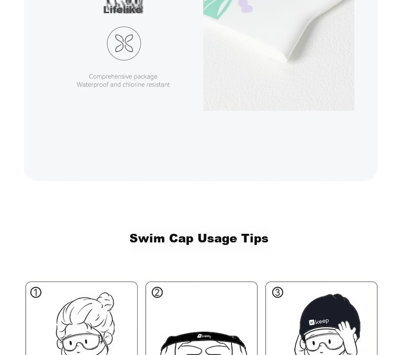 Keep Unisex Printed Silicone Waterproof Swim Cap High Elastic Large Adult Hat 055 Butterfly Love White 22