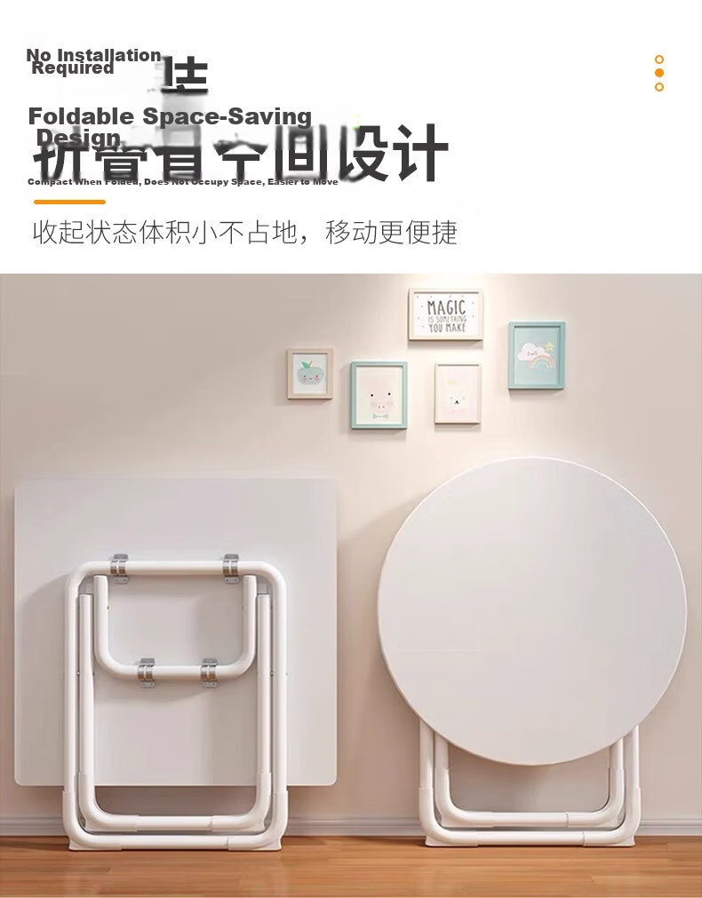 Chibilun Home Dining Table Small Apartment Cream White Square Table Portable Folding Table for Rental, Tea Shop, and Stall 15
